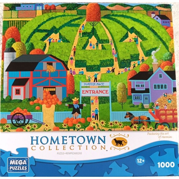 Pumpkin Maze NEW 1000 Piece Jigsaw Puzzle Mega Puzzles Hometown Collection - Picture 1 of 5